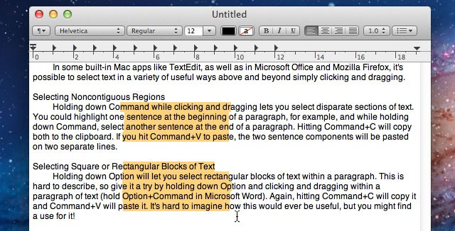 microsoft word for mac highlight sentence